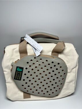 Dooney & Bourke Canvas/Leather Pickleball Tote Duffle Purse 40 Natural Dove NWT